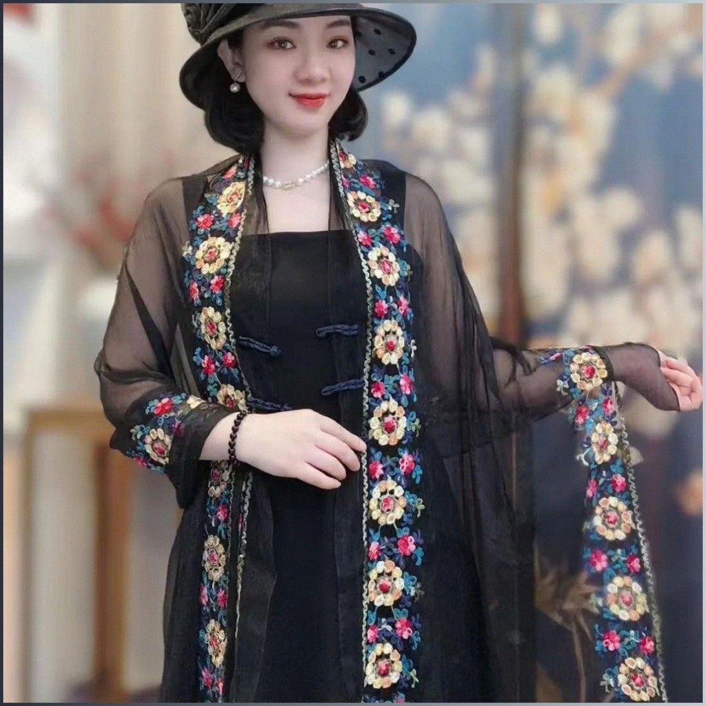 Silk Neckband Comforts Cultural Temperament Cape Variety of Colors Unique Embroidery Pattern