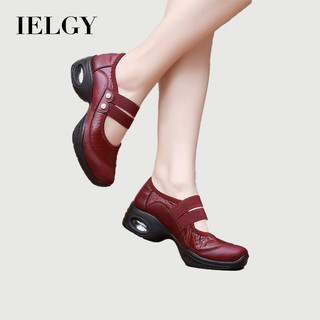 IELGY 2025Dancing Giày đế mềm nữ Giày công sở thoải mái và thoáng khí đệm khí Giày da nâng cao bên trong màu đen