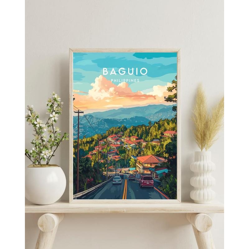 Poster du lịch Baguio, Nghệ thuật treo tường Baguio, In áp phích Baguio, Ảnh Baguio, Trang trí Bagui