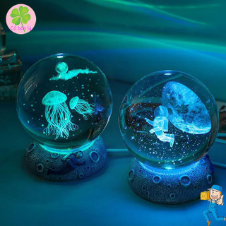 Đèn Ngủ 3D Quả Cầu Pha Lê Phát Sáng, Hình Ảnh Dễ Thương, Quả Cầu Pha Lê Đồ Thủ Công Quà Tặng