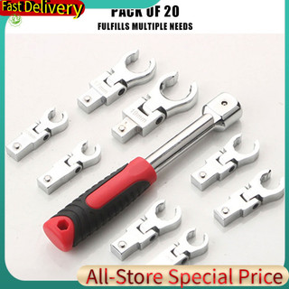 Bộ 20 cờ lê mô-men xoắn đầu có thể hoán đổi đầu flex đầu ratchet cờ lê bộ 8-19mm linh hoạt ratcheting cờ lê bộ dụng cụ sửa chữa