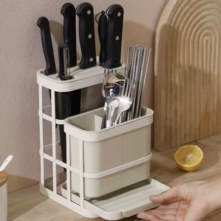 Giá đỡ đũa Nhà bếp Giá thoát nước nhẹ Hộp lưu trữ bộ đồ ăn sang trọng có khay có thể tháo rời