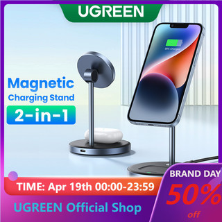 Đế sạc 2 trong 1 từ tính và không dây Ugreen cho iPhone 12 13 14 15Pro Max, Airpods, Xiaomi Air S2, Galaxy Buds
