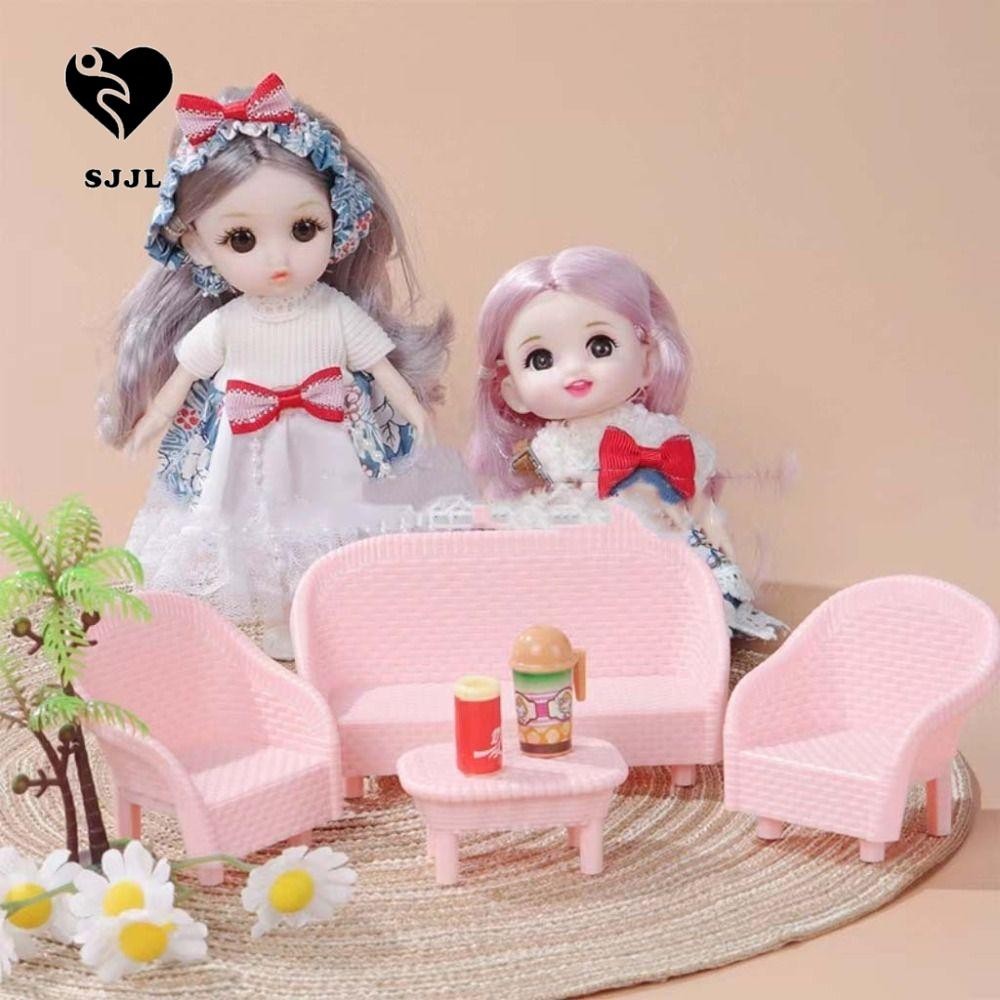 Sjjl Mô Phỏng Bộ Sofa Mini, Mô Hình Nội Thất Phòng Búp Bê Tỉ Lệ 1 / 12 Nhà Búp Bê, Chất Liệu DIY Mô Phỏng Mini Living Thu Nhỏ Đồ Nội Thất Để Bàn Trang Trí Phòng Ngủ