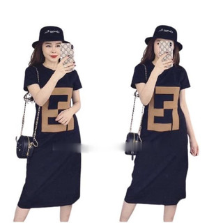 Váy Suông in Chữ FF Chất Cotton From Rộng TTDSA0007