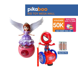 Đồ chơi ô tô mô hình siêu nhân anh hùng, công chúa Pikaboo, có nhạc, đèn phát sáng đẹp mắt, tay cầm và di chuyển