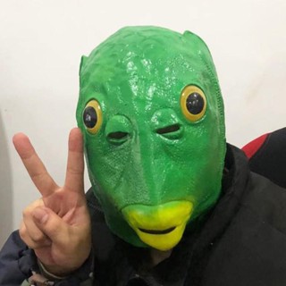  Thanh Xanh Mặt nạ Cao Su Cá Xanh Người Đầu Mặt nạ Chú Hề Mũ Đội Đầu Cá Xanh Đầu Bao Mặt nạ Quái Vật Đầu Cá 