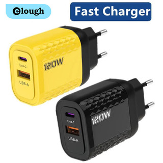 Elough 120W Cổng Kép Sạc USB Sạc Nhanh PD Loại C Sạc Điện Thoại Bộ Chuyển Đổi Nguồn
