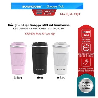 Cốc giữ nhiệt snappy 500ml sunhouse ks-tu500sp - ks-tu500sb - ks-tu500sw