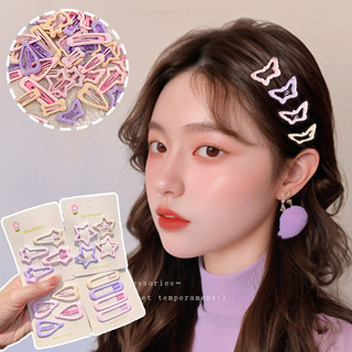 Ahellogirl Hồng Tím Tình Yêu Ngôi Sao Vuông Kẹp Tóc Nữ Ngọt Ngào Trang Sức Hàn Quốc 