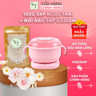 Combo nồi nấu sáp wax lông silicone chống dính + 100gr sáp ngọc trai siêu bám lông nt waxing tặng que che tên - 1092