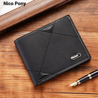 Ví nam Nico Pony Ví nam ngắn nhiều thẻ thời trang ví nam mỏng ba lần ngang ví mềm