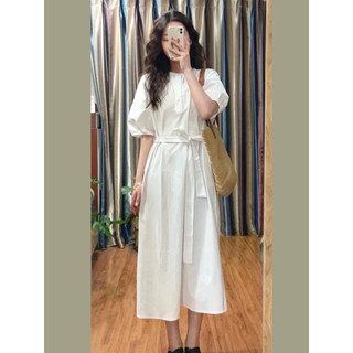 Kii Wii Mùa Hè Mới Cổ Tròn Phong Cách Thắt Lưng Giữa Chiều Dài Áo Sơ Mi Nữ 240706