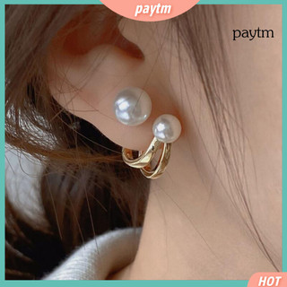 [Ptm] 1 Đôi Bông Tai Huggie Ngọc Trai Giả Hình Chữ C Phong Cách Pháp Retro Rỗng Chống Dị Ứng Mạ Điện Nhẹ Không Gỉ Trang Trí Tai Trang Sức Bông Tai Đi Lại