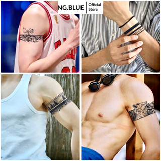 Hình xăm dán nam 15 ngày tạm thời bắp tay bắp chân nữ chữ nhật cổ 11x19cm  tatoo giả dán tay kẻ xọc đường thẳng