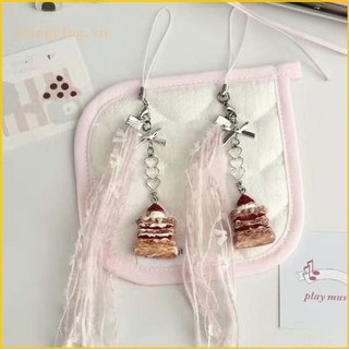Arin Charming Bánh Dâu Móc Khóa Mặt Dây Điện Thoại Chống Mất Dây