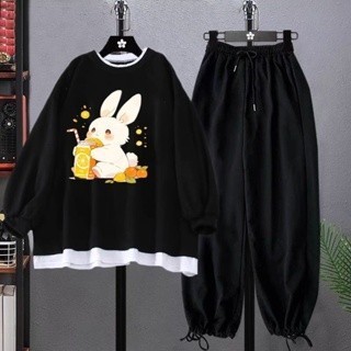 Sét bộ nỉ phối gấu trắng Thỏ Ngọc và quần bomber, Áo nỉ Unisex from rộng, thiết kế phong cách hàn quốc, sét đồ nỉ nam nữ