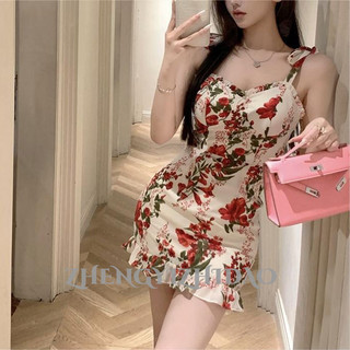 Zhengyizhidao Nữ Tinh Khiết Desire Phong Cách Hoa Sling Đầm Cao Cấp Cảm Giác Tính Khí Đẹp Váy Hông Giảm Béo Kiểm Soát Eo