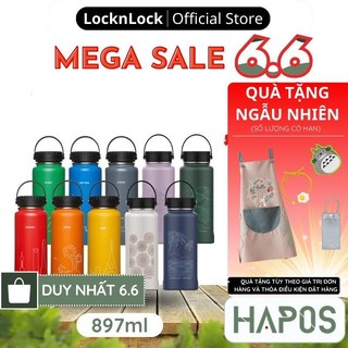Bình giữ nhiệt Inox LocknLock 897ml Chính hãng, Kèm cọ rửa, ống hút Riga Tumbler có lõi lọc trà LHC4160 - HAPOS OFFICIAL