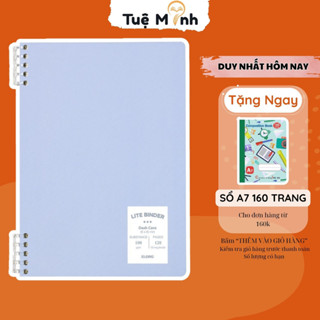 Vở còng nhựa 2 đầu B5 120 trang caro nét đứt 100gsm MS 809 Klong, tập sổ giấy dash caro 6x6 tiện lợi