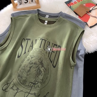 Áo Vest da lộn kiểu Mỹ Áo thun không tay dáng rộng và đẹp trai thời trang dành cho bé trai