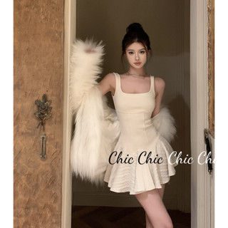 Chic váy Đầm váy nữ body đầm Dễ thương Thời trang Vintage Hàn Phong WLQ24603B6 23Z240607