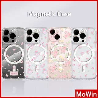 Mowin - Ốp điện thoại Cho iPhone 15 Pro Max iPhone 11 Ốp Lưng Từ Tính Mạnh Acrylic Trong Suốt Cứng Ban TPU Mềm Khung Chống Sốc những bông hoa iPhone 14 13 Pro max 12 Pro Max 11 XR XS 7 8Plus max XS XR
