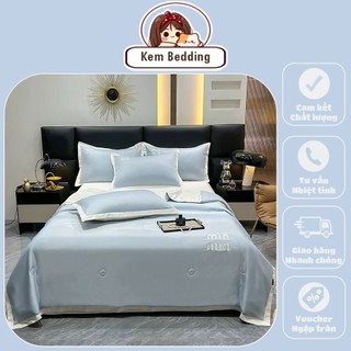 Bộ chăn ga gối 4 món MIN MIN Decor chất liệu phi lụa mát lạnh