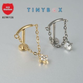Khuyên tai Hidden Helix họa tiết đá tròn Titanium - 1.2*8mm