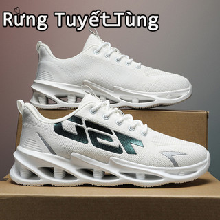 Rừng Tuyết Tùng☘Giày chạy bộ thể thao và giải trí mới dành cho nam, giày đế thấp dệt kim bay, giày thoáng khí hợp thời trang phong cách Hàn Quốc