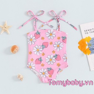 Bộ đồ bơi mùa hè cho bé gái mới biết đi Dây đeo vai dễ thương Bộ đồ tắm không tay cho kỳ nghỉ