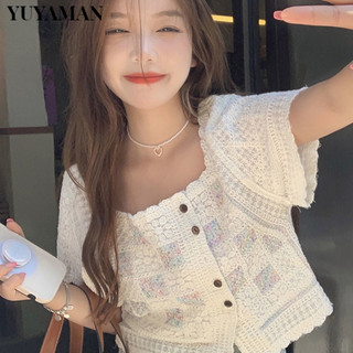 Áo kiểu COZOKC tay ngắn cổ vuông phối ren phong cách cổ điển ngọt ngào thời trang