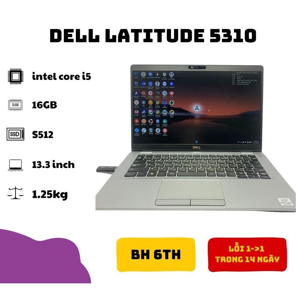 Laptop xách tay giá rẻ DELL 5310 I7-10th RAM 8G16G SSD 256GB 512GB Fnd 98% new leptop