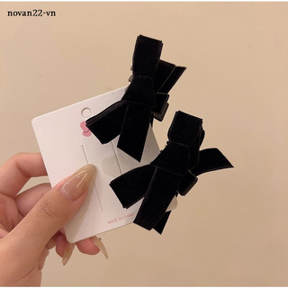 1 Kẹp Tóc Nơ Nhung Đen Cho Bé Gái