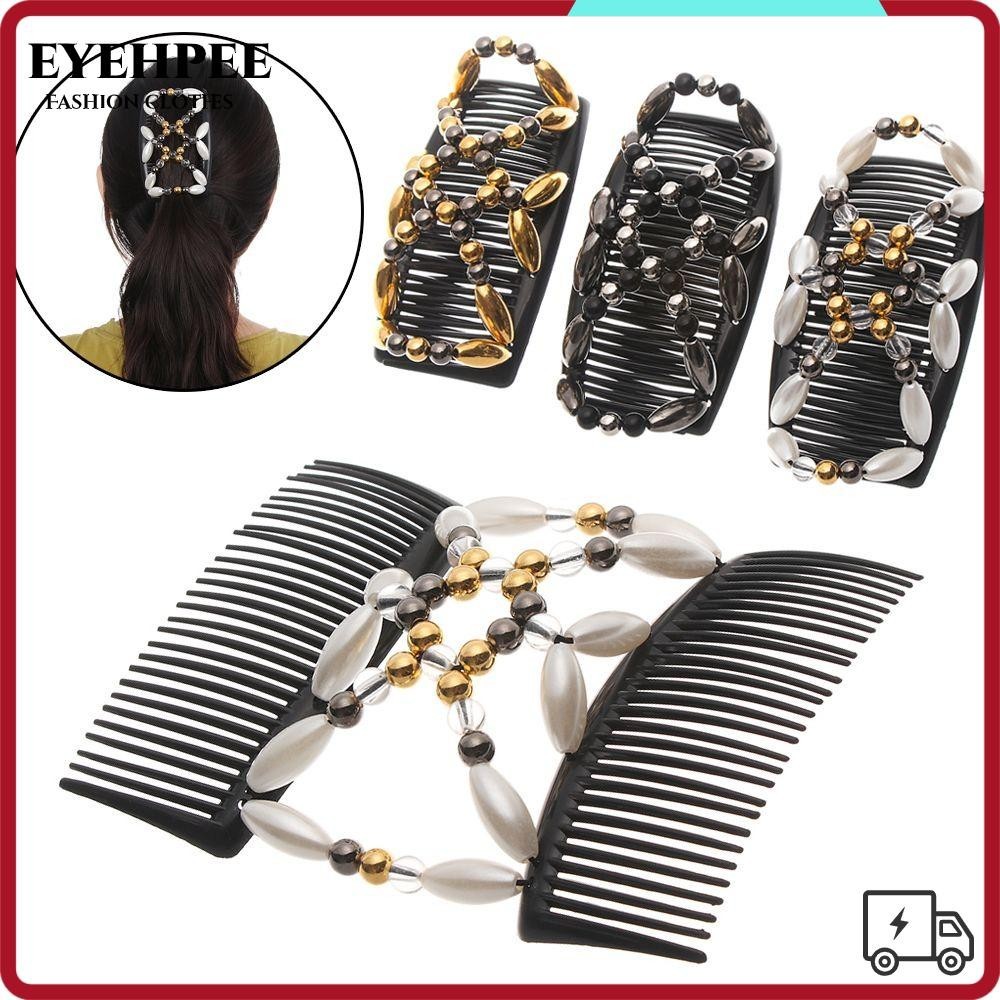 Eyehpee Magic Hair Lược Đôi Handmade Bun Maker Kẹp Tóc Đính Hạt Phụ Kiện Tóc Nữ