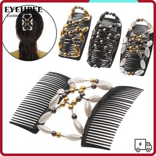 Eyehpee Magic Hair Lược Đôi Handmade Bun Maker Kẹp Tóc Đính Hạt Phụ Kiện Tóc Nữ