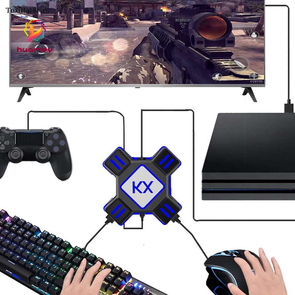 ♗HU KX USB Game Controller Converter Keyboard Mouse Adapter for Switch/Xbox/PS4/PS3