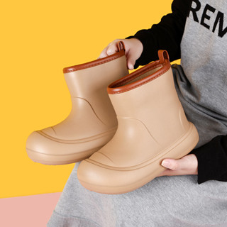 Phong cách mớiỦng đi mưa dễ thương đầu lớn đế dày chống trượt không thấm nước ủng màu sắc mùa hè ngoài trời thời trang c