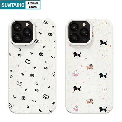 Suntaiho Đơn Giản Dễ Thương Vỏ Mèo Dachshund Họa Tiết Ốp lưng Iphone 11 12 13 14 15 16 Pro Max IP 7 8 Plus Iphon X Xs XR Xs Max Silicon Mềm Cao Cấp Chống Sốc Ốp Lưng