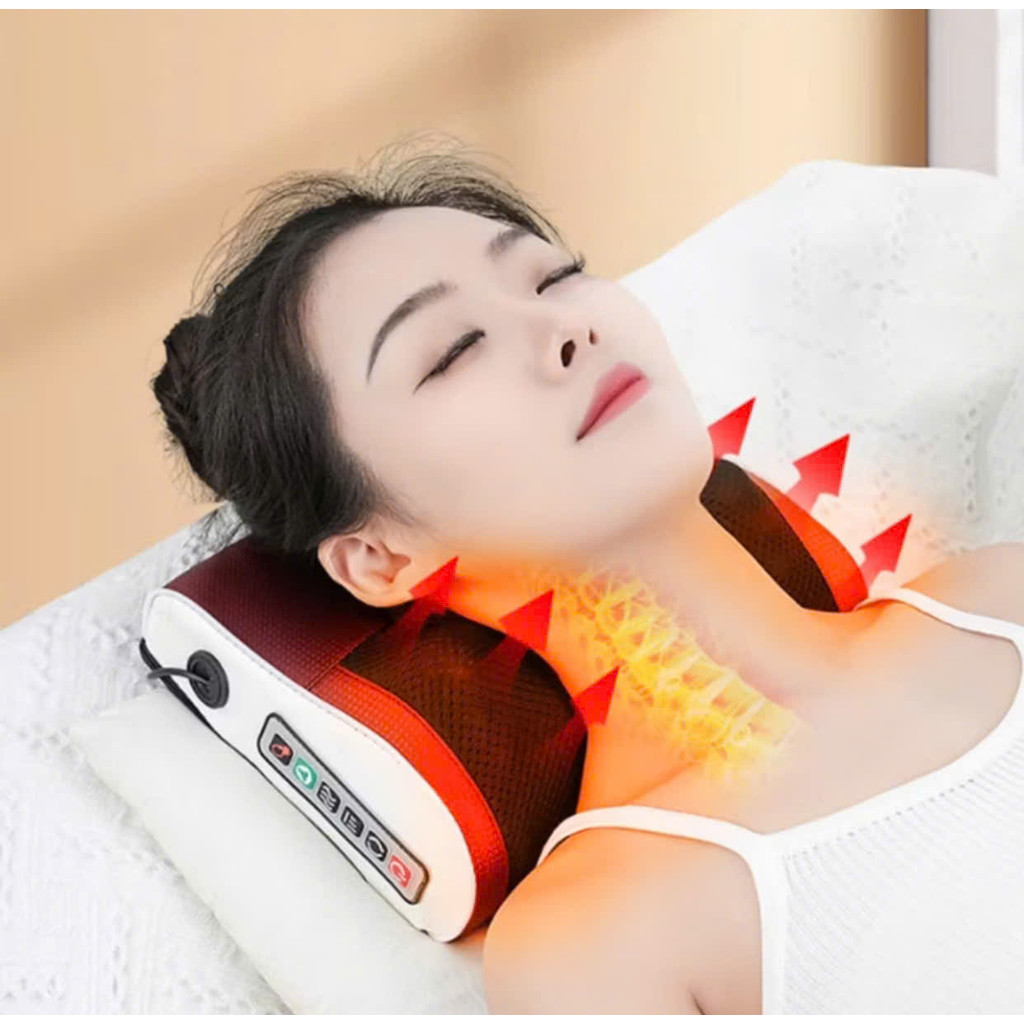 Remoingay.90 Gối Massage Cổ Vai Gáy, Máy Massage Hồng Ngoại 20 Bi Cao Cấp Hỗ Trợ Mát Xa Toàn Thân Hiệu Quả