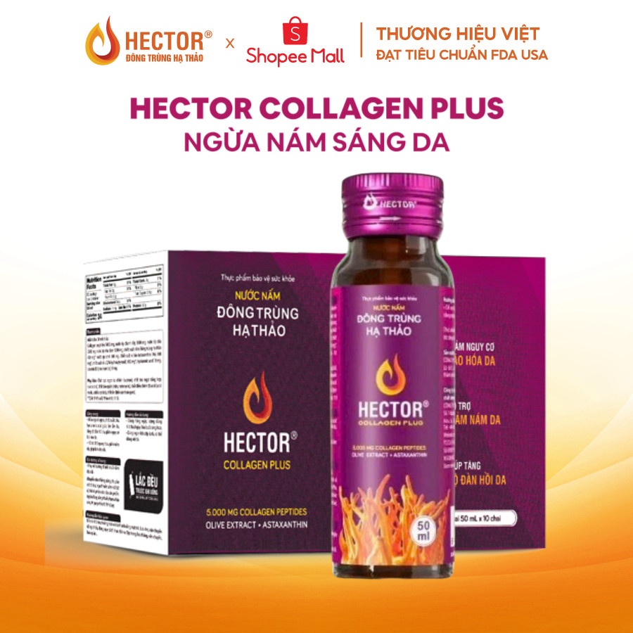 NƯỚC NẤM ĐÔNG TRÙNG HẠ THẢO HECTOR COLLAGEN PLUS (hộp 10 chai)