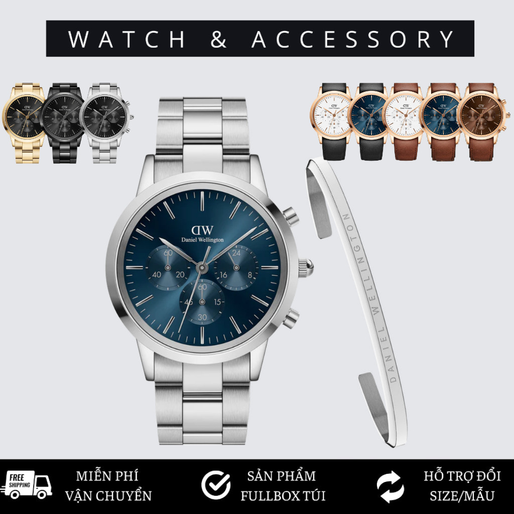[Tặng Kèm Hộp Nơ] Đồng hồ Nam Daniel Wellington Dây Kim Loại - Iconic Chronograph 42MM D_W00100644 Daniel Watch SGVN. _