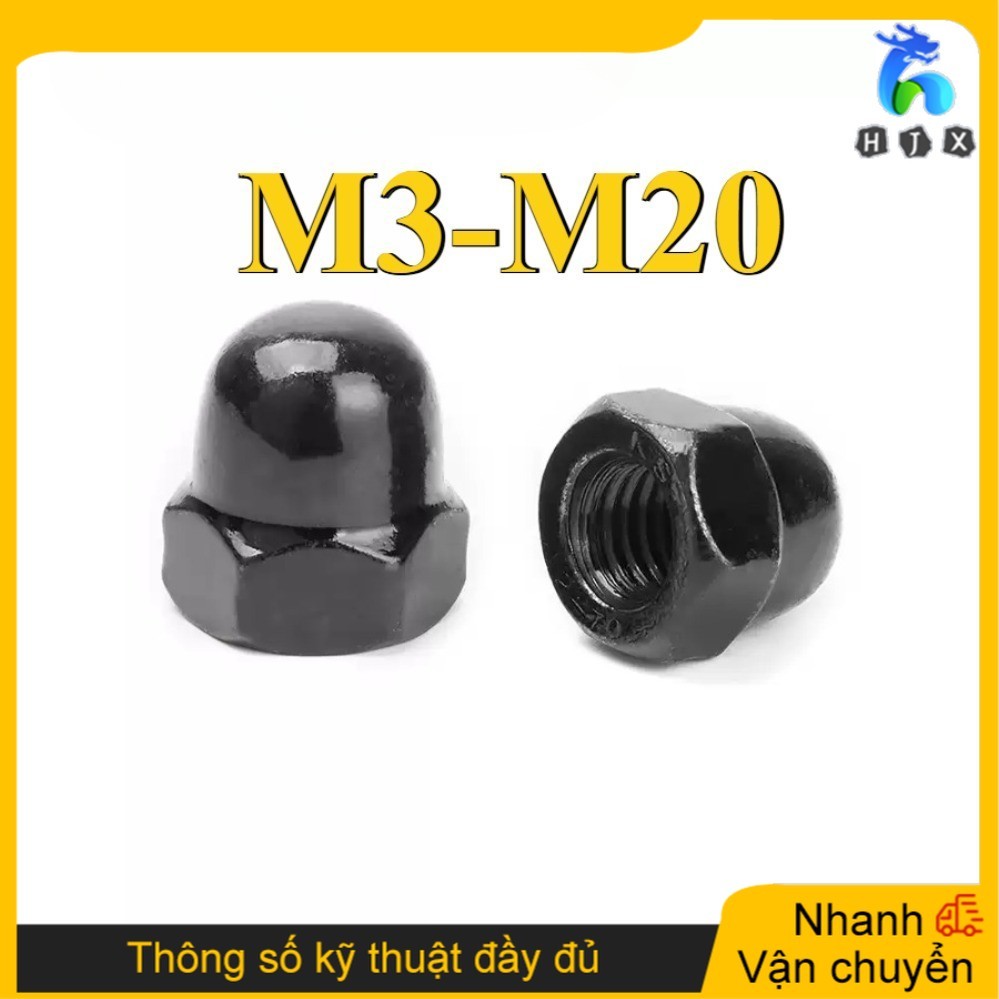 Đai ốc mũ, ecu mũ Đen inox304 M3-M20 [HJX-Z]