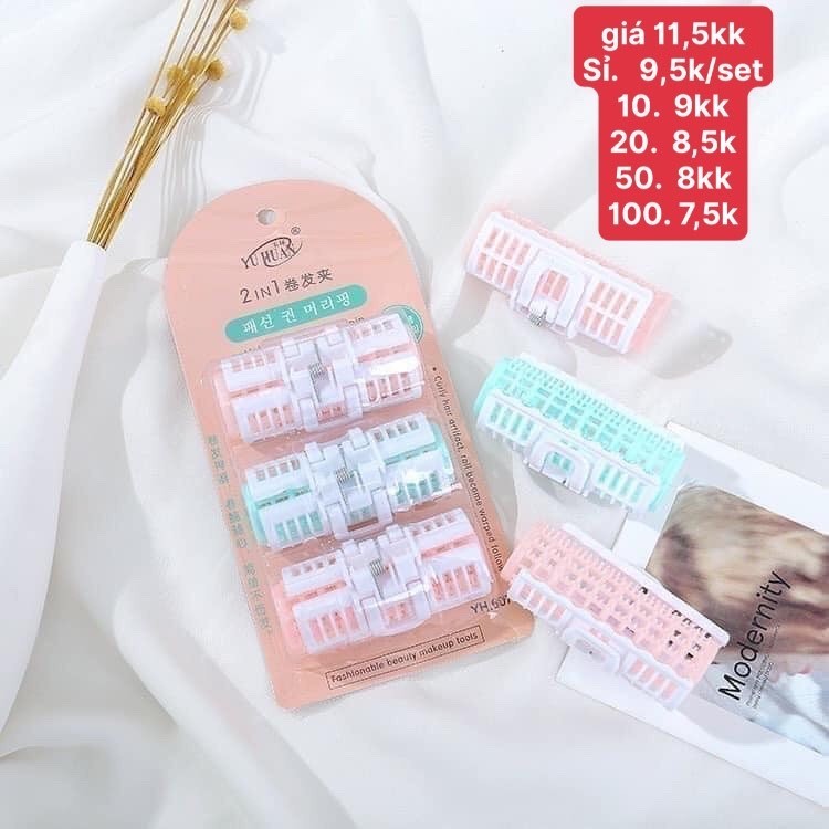(Bán buôn-chuyên sỉ) Set 3 lô uốn tóc kèm kẹp (cái)