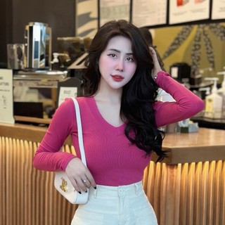 ÁO CỔ TIM TAY DÀI TRƠN BASIC