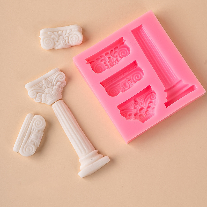 4 Phong Cách Châu Âu Cột La Mã Đường Lật Khuôn Silicon DIY Bánh Sô Cô La Trang Trí Nướng Bánh