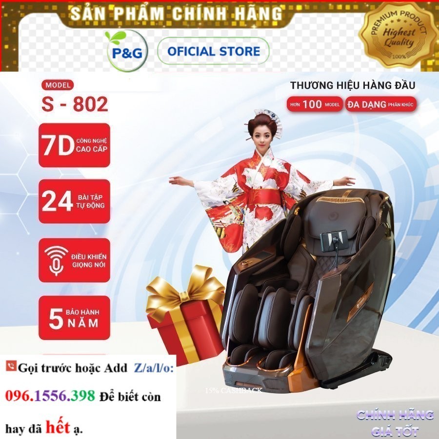 KM Ghế massage Okinawa Os- 802, công nghệ 7D, điều kiển bằng giọng nói tiếng Việt - sale