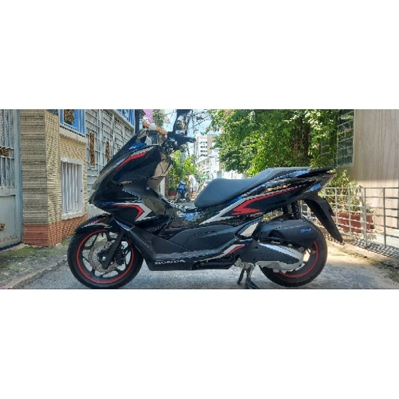 Tem dán xe PCX 160 đen đỏ  mẫu tem rời 3 lớp cao cấp không bay màu bảo hành màu trọn đời