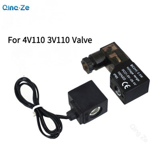 Điện Khí Nén 4V110 3V110 Cuộn Dây Van Điện Từ DC12V DC24V AC220V AC110V