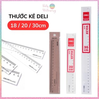 [HOTIS] Thước kẻ trong suốt Deli 18/ 20/ 30cm chất liệu PS bền chống trầy xước cho học sinh nvvp